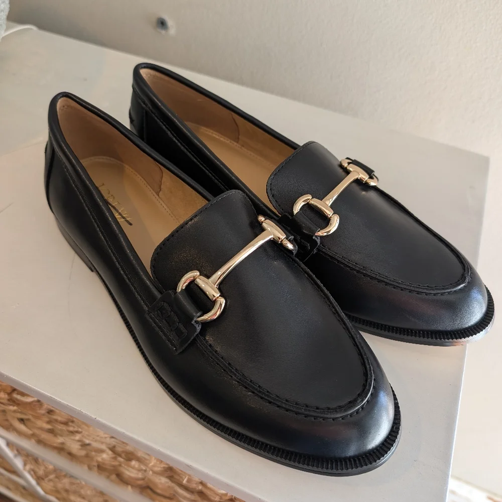 J. Crew Black Leather Horsebit Loafers Size 7 - Picture 6 of 7